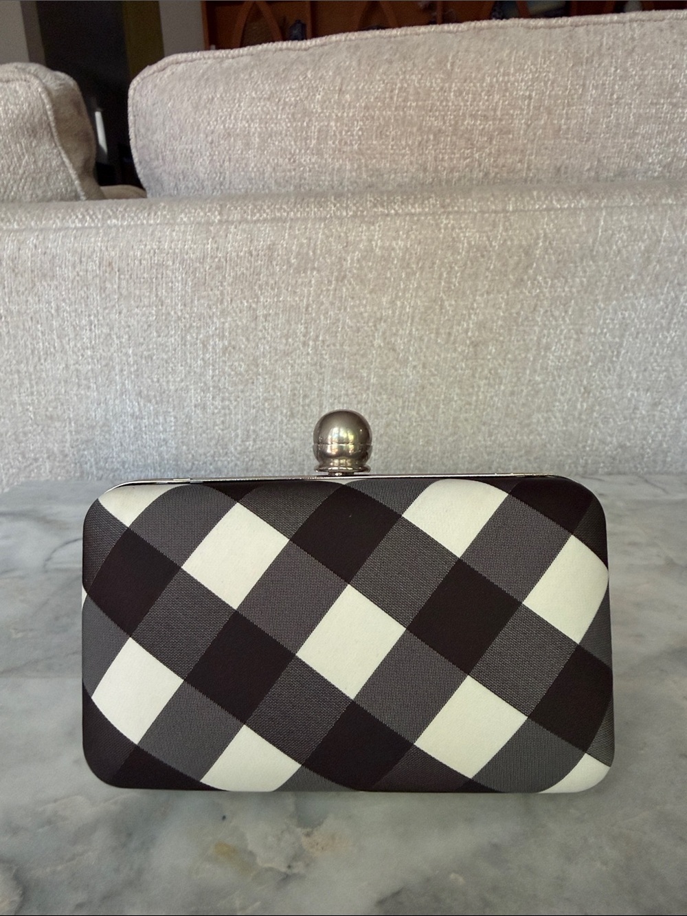 NWT $109 Talbots Clasp Plaid Hard Case Clutch Shoulder Bag Evening As Is Plaid